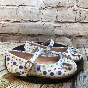 Trary Girls Polka Dot Bow Tie Mary Jane Adjustable Girls Flats Shoes Size 9 T